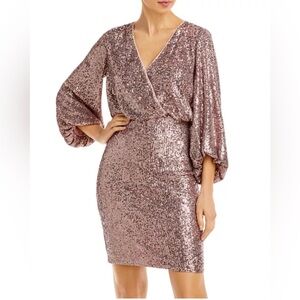 Eliza J Mauve Sequined Blouson Shift Dress